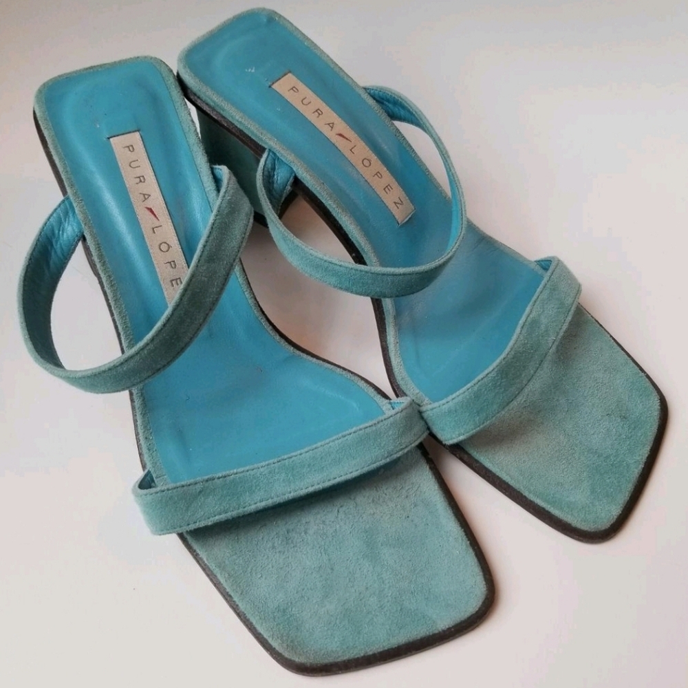 Pura Lopez heels 6.5 real leather & suede
